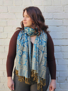 Blue Pashmina Scarf  www.indiansummertrading.co.uk