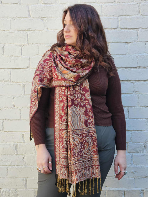 Red Pashmina Scarf  www.indiansummertrading.co.uk
