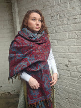 Load image into Gallery viewer, Warm indian shawl with tassels www.karmaripon.co.uk