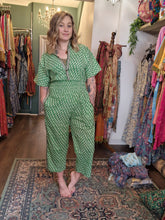 Load image into Gallery viewer, Green Cotton Jumpsuit 2 Sizes www.indiansummertrading.com
