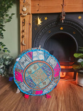 Load image into Gallery viewer, Light Blue Indian Pouffe for storage www.indiansummertrading.co.uk