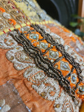 Load image into Gallery viewer, Patchwork indian pouffe for home storage www.karmaripon.co.uk