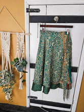 Load image into Gallery viewer, repurposed sari wrap skirt www.karmaripon.co.uk