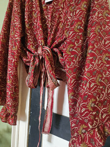 Blue Repurposed Sari Butterfly Top UK 14-18