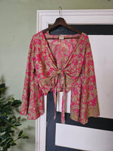 Load image into Gallery viewer, Blue Repurposed Sari Butterfly Top UK 8-14