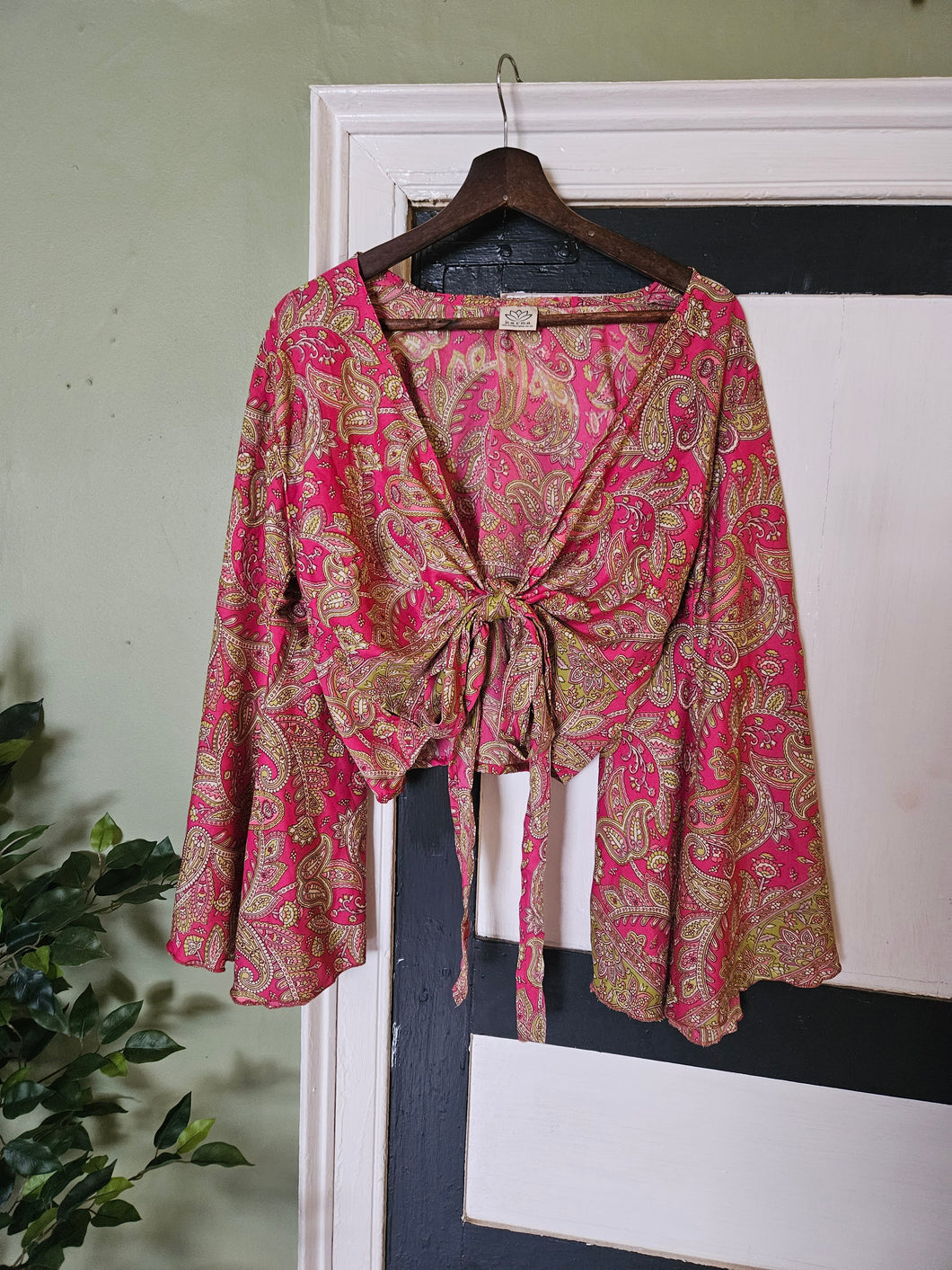 Blue Repurposed Sari Butterfly Top UK 8-14