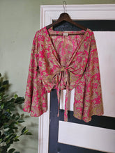 Load image into Gallery viewer, Blue Repurposed Sari Butterfly Top UK 8-14