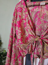 Load image into Gallery viewer, Blue Repurposed Sari Butterfly Top UK 8-14