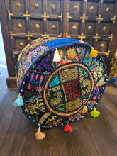 Load image into Gallery viewer, indian patchwork pouffe www.karmaripon.co.uk