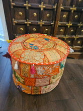 Load image into Gallery viewer, indian patchwork pouffe www.karmaripon.co.uk
