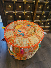Load image into Gallery viewer, indian patchwork pouffe www.karmaripon.co.uk