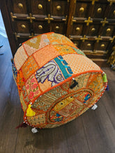 Load image into Gallery viewer, indian patchwork pouffe www.karmaripon.co.uk