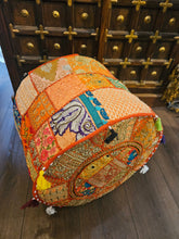 Load image into Gallery viewer, indian patchwork pouffe www.karmaripon.co.uk