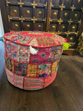 Load image into Gallery viewer, indian patchwork pouffe www.karmaripon.co.uk