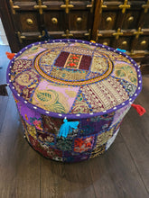 Load image into Gallery viewer, indian patchwork pouffe www.karmaripon.co.uk