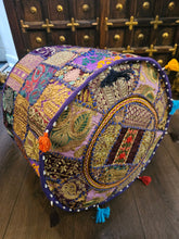 Load image into Gallery viewer, indian patchwork pouffe www.karmaripon.co.uk