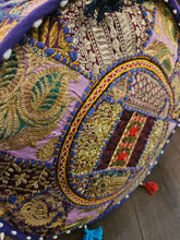 Load image into Gallery viewer, indian patchwork pouffe www.karmaripon.co.uk