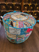 Load image into Gallery viewer, indian patchwork pouffe www.karmaripon.co.uk