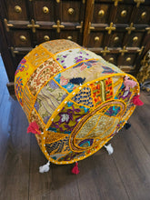 Load image into Gallery viewer, indian patchwork pouffe www.karmaripon.co.uk