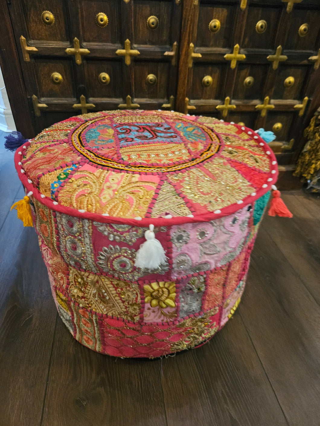 Pink Indian Pouffe