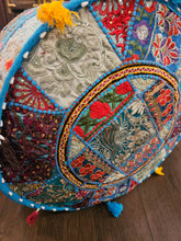 Load image into Gallery viewer, indian patchwork pouffe www.karmaripon.co.uk