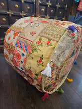Load image into Gallery viewer, indian patchwork pouffe www.karmaripon.co.uk