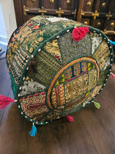 Load image into Gallery viewer, indian patchwork pouffe www.karmaripon.co.uk