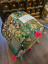 Load image into Gallery viewer, indian patchwork pouffe www.karmaripon.co.uk
