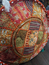 Load image into Gallery viewer, indian patchwork pouffe www.karmaripon.co.uk