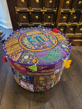 Load image into Gallery viewer, Purple Indian Pouffe