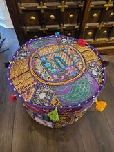 Load image into Gallery viewer, Purple Indian Pouffe