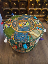 Load image into Gallery viewer, indian patchwork pouffe www.karmaripon.co.uk