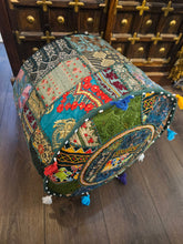 Load image into Gallery viewer, indian patchwork pouffe www.karmaripon.co.uk