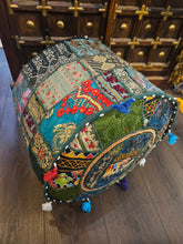 Load image into Gallery viewer, Dark Green Indian Pouffe