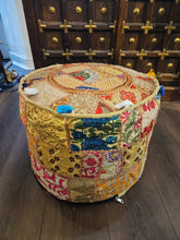 Load image into Gallery viewer, Beige Indian Pouffe