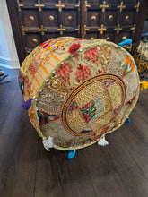 Load image into Gallery viewer, Beige Indian Pouffe