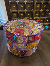 Load image into Gallery viewer, indian patchwork pouffe www.karmaripon.co.uk
