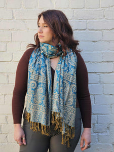 Blue Pashmina Scarf  www.indiansummertrading.co.uk