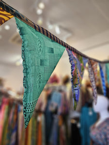 Repurposed sari bunting www.indiansummertrading.co.uk