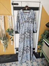 Load image into Gallery viewer, White and Blue Indira Dress UK 12-14