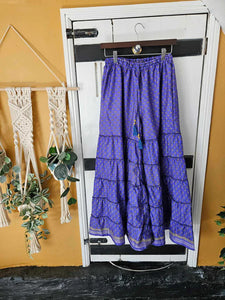 Purple Repurposed Sari Frill Pants