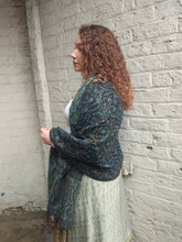 Load image into Gallery viewer, Cosy Large Indian Shawl With Tassels Blue