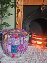 Load image into Gallery viewer, Purple Indian Pouffe www.karmaripon.co.uk