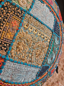 Light Blue Indian Pouffe www.karmaripon.co.uk