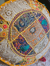 Load image into Gallery viewer, Yellow Indian Pouffe www.karmaripon.co.uk