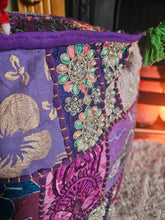 Load image into Gallery viewer, Purple Indian Pouffe www.karmaripon.co.uk