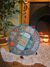 Load image into Gallery viewer, Light Blue Indian Pouffe www.karmaripon.co.uk