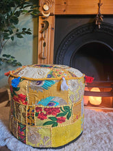 Load image into Gallery viewer, Yellow Indian Pouffe www.karmaripon.co.uk