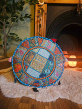 Load image into Gallery viewer, Light Blue Indian Pouffe www.karmaripon.co.uk