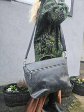 Load image into Gallery viewer, Black Leather Satchel www.karmaripon.co.uk